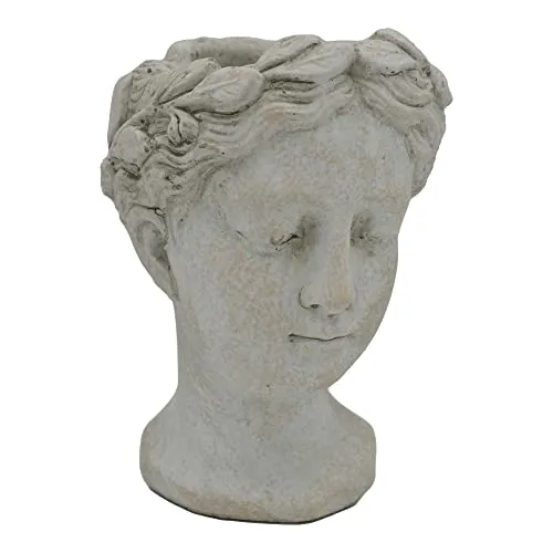 UNUS Pflanztopf Büste Frauenkopf Antik Design Beton grau/weiß