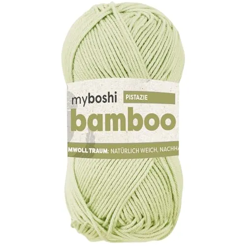 myboshi Bamboo, natürlich weiches Bambus-Baumwollgarn, zum Häkeln und Stricken, strapazierfähig, 50g, 125m, Grün (Pistazie), 1 Knäuel