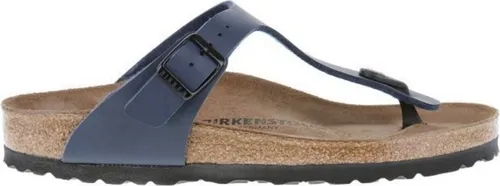 Birkenstock Zehensteg Gizeh Blau Birko-Flor Normal Damen - Die BIRKENSTOCK® Gizeh ist die perfekte Kombination aus Stil und Komfort. Mit einem individuell verstellbaren Riemen und einem anatomisch geformten Fußbett bietet sie optimalen Halt für jeden Schritt.
