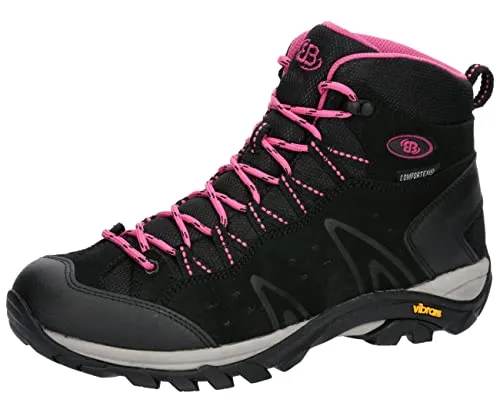 Brütting Mount Bona High Unisex Trekking- & Wanderstiefel, Schwarz Rosa, 37 EU - Wanderschuhe mit robustem Wildleder-Obermaterial, ideal für anspruchsvolle Wanderungen und Outdoor-Abenteuer.