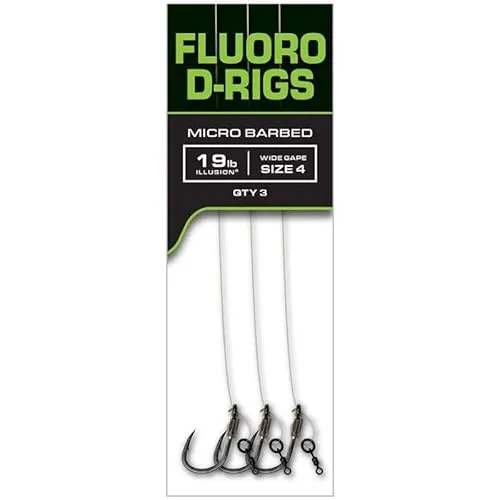 Fox Illusion Fluoro D Rigs: 3 Stück, 30 cm, 8,6 kg, Nadelspitze, Karpfen, 3 in Packung