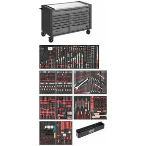 VIGOR Werkstattwagen SeriesXXL, Edelstahl-Arbeitsplatte, 929-teilig