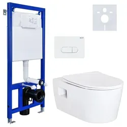 Hansgrohe EluPura S Wand-WC Komplettset mit Softclose - Hochwertiges Wand-WC-Komplettset von Hansgrohe mit pflegeleichter Sanitärkeramik und effizienter AquaChannel Flush-Technologie. Inklusive komfortablem Softclose WC-Sitz und schallschutzoptimiertem Vorwandelement für einfache Montage.