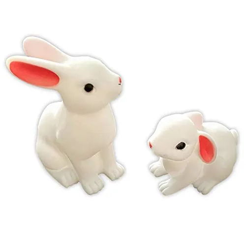 HAC24 2er Set LED Schneehasen mit Kind Batteriebetrieben Nachtlicht Hase Deko Lampe Kaninchen Leuchte Dekolicht Tischleuchte