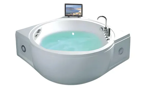 Acrylwanne Whirlpool Blubberbad 154x154 cm - Moderne Whirlpool-Badewanne mit 24 Düsen für entspannende Hydromassagen. Ideal für 2 Personen, freistehend und aus robustem Acryl gefertigt. Perfekt für Ihr Badezimmer!