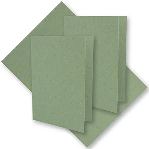 50x grünes Vintage Kraftpapier Falt-Karten 105 x 148 mm