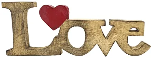 Produktbild EXNER Deko-Schriftzug Wort Love mit Herz, Mangoholz Natur/rot, Buchstaben aus Holz, Deko-Figur, 30x11,5x2,5cm Liebe