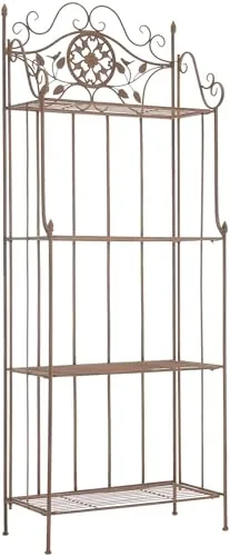 CLP Standregal Flora Eisen, 1er, 4 Ablagefächer in Antik Braun - Elegantes Standregal aus robustem Eisen mit 4 Ablagefächern. Ideal für Bücher und Deko. Maße: 66x32x175 cm, leicht zu reinigen und im modernen Design.