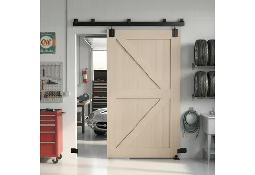 HOMCOM Türbeschlag Schiebetürsystem (Schiebetür Komplettset, 1 St., Schiebetür-Beschlagset aus Karbonstahl), 200 kg Tragfähigkeit, wetterfest, industrieller Stil