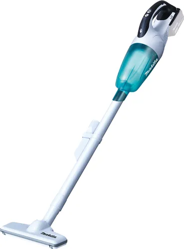 Makita DCL181FZWX Akku-Staubsauger 18V in Weiß - Handstaubsauger mit 18V Akku, ideal für Polstermöbel und Treppen. Geräuscharm und mit Tiefentladeschutz für lange Lebensdauer. Inklusive LED-Arbeitslicht und einfachem Entleeren des Staubbehälters.