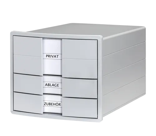 Schubladenbox 3 Laden lichtgrau HAN 1017-11 - Praktische Ablagebox für übersichtliche Büroorganisation, ideal für Dokumente und Büromaterial