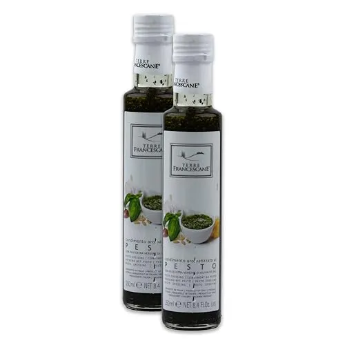 Food-United PESTO DRESSING ÖL 250ml - Olivenöl mit 0,8% Säure und natürlichem Pesto-Aroma, ideal für Salate und Pasta - authentischer italienischer Geschmack in jeder Flasche.
