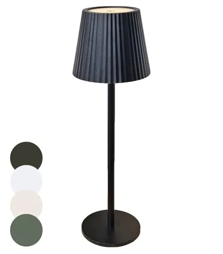 Coen Bakker LED Tischlampe dimmbar mit Touch IP44 Lampe USB 3 Lichtfarben für Innen & Außen 36,5x11 cm Tischleuchte, Farbe:Schwarz