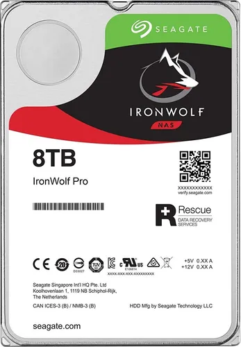 Seagate IronWolf Pro 8TB NAS Festplatte - Festplatte für NAS-Systeme mit 7200 U/Min, 256 MB Cache und 3 Jahren Rescue Service für maximale Datensicherheit und Zuverlässigkeit im Dauerbetrieb.