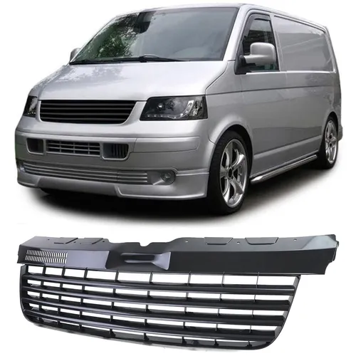 Kühlergrill ohne Emblem Schwarz Glanz für VW Bus T5 03-09