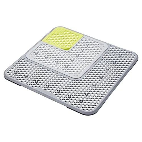 KitchenCraft 3-teilige verstellbare Waschbeckenschutzmatte, Modulare Abtropfmatte für die Spüle, Spülbeckeneinlage Plastik, Spülbeckenmatte, Grau/Grün, 30,3 x 30,3 x 0,3 cm, 3 Einheiten
