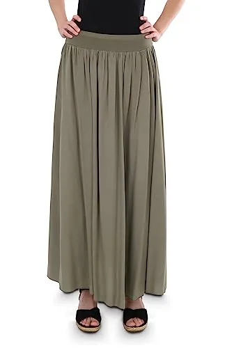 Malito Damen Maxi Rock - Blickdicht und Bequem - Röcke für Damen, aus 95% Baumwolle für hohen Tragekomfort und mit stylischem Gürtel, ideal für den Sommer und vielseitig kombinierbar.