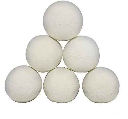 ProLeo Trocknerbälle Trocknerkugeln aus Schafwolle, Wolle Kugeln Wiederverwendbare natürliche Weichspüler 6PCs für Wäsche, Trockner Blätter