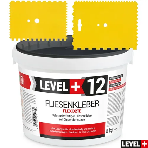 Dispersionkleber 5kg Fertig-Fliesenkleber Flex + Zahnspachtel 2St. SET RM12