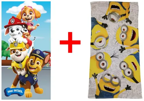 Jerry Fabrics Handtücher Paw Patrol Minions Handtuch Strandtuch 70x140cm 2er-Set, Frottee (Set, 1-St)