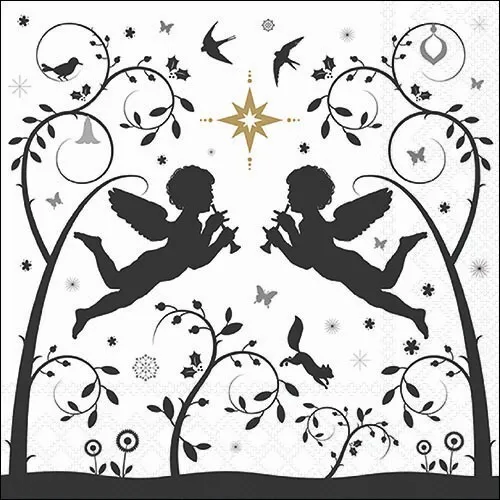 Servietten Flying Angels Engel Ranken Schwalben Sterne Weihnachten 33x33cm 20