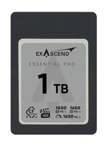 Exascend Essential Pro 1 TB CFExpress 4.0 Typ A Speicherkarte 1650 MB/s Schreiben 1800 MB/s Lesen VPG400 bietet 8K Ultra HD Video CF-Karte nachhaltiges Schreiben 850 MB/s kompatibel mit Sony Alpha &