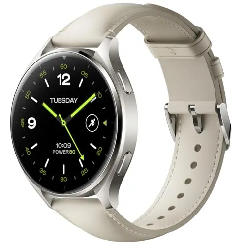Xiaomi Watch 2 - Titangraues Gehäuse mit weißem Lederarmband, schlankes Design mit AMOLED-Display und fortschrittlichem Gesundheits-Tracking