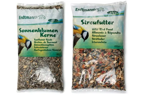 Erdtmann Streufutter 1 kg - Vogelfutter für Wildvögel, ideal für abwechslungsreiche Fütterung und zur Förderung der Vitalität mit einer perfekten Mischung aus Saaten.