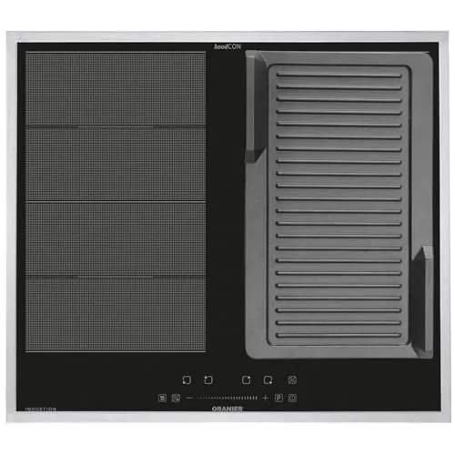 Oranier Induktionskochfeld 60 cm FLI560 - Flächen-Induktion-Kochfeld autark Brückenfunktion & Grillplatte gerillt & Edelstahl Kochfeldrahmen