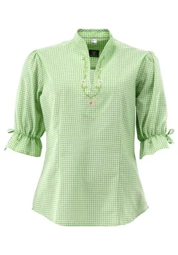 OS Trachten Kurzarm Trachtenbluse in Schlupfform Porivo, Größe:46, Farbe:giftgrün