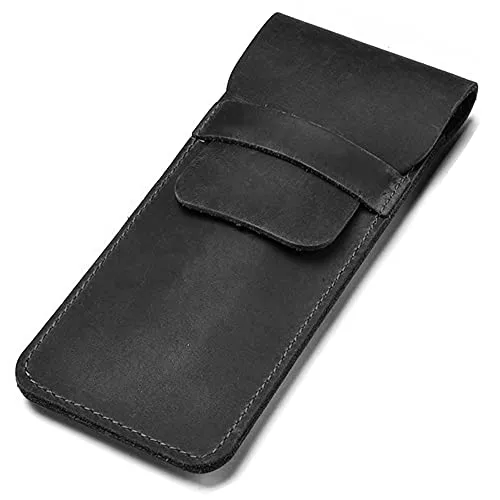 Aabellay Leder Federmäppchen Bleistift Beutel Stifthülle Stifte Etui Handgemachte Stiftehalter Lederetui Stiftetui für Füllfederhalter Stiftemappe Kugelschreiber Eingabestift - Groß Schwarz