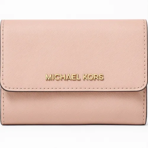 Michael Kors Jet Set Travel Geldbörse Rosa Leder - Damen Geldbörse im eleganten Rosa, faltbar und mit praktischem Reißverschluss. Ideal für den täglichen Gebrauch und bietet Platz für Kreditkarten.