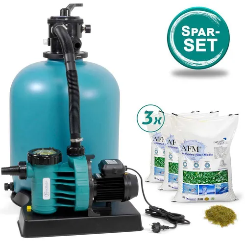 Sandfilter Pool Sand Filter Set BRILLANT+ 500 AquaPlus 11 + AFM Filtermaterial