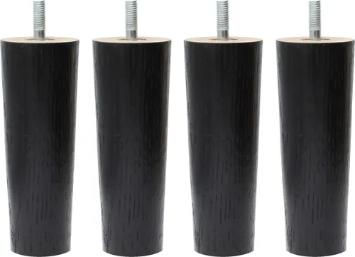 Natural Goods Berlin FUSION Legs – Möbelfüße aus Massivholz, Schwarz, 12 cm, 4 Stück - VIELSEITIGE MÖBELBEINE: Ideal für Bett, Sofa oder Schrank – mit einfachem M8 Gewinde für unkomplizierte Montage. Hergestellt aus hochwertigem Eichenholz, langlebig und pflegeleicht. Setze deine Möbel perfekt in Szene!