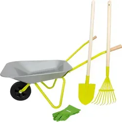 small foot Schubkarre mit Gartenwerkzeug - Gartengeräte für Kinder, inkl. Handschuhe, Spaten und Rechen – ideal für kleine Gartenfreunde ab 3 Jahren, robust und leicht zu handhaben.