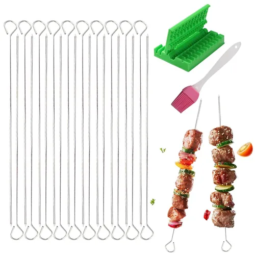 Schaschlikspieße Grillspieße Edelstahl 30 cm Farbe 22 Stück