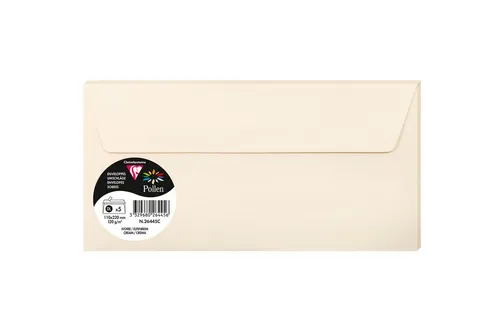 CLAIREFONTAINE Briefumschlag Clairefontaine 5 Umschläge Pollen 110x220 elfenbein