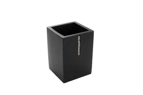 Bagnoxx Zahnputzbecher Schwarz Schwarz 7 x 7 x 10cm Zahnbürstenbehälter, Aufbewahrung für Zahnpasta