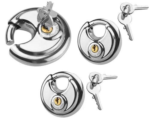 BAYLI Vorhängeschloss 3er Set Rundschloss 70mm, Sicherheitsschloss mit 2 Schlüssel, Vorhän
