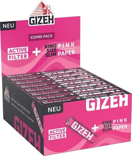 GIZEH PINK KSS + ACTIVE FILTER - Innovative Filter für ein verbessertes Raucherlebnis, ideal für Genussraucher, die Wert auf Qualität legen.