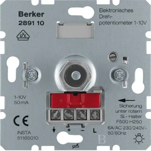 Berker Elektronisches Drehpotentiometer 1-10 V - Sonstige Elektroinstallationsartikel mit Softrastung, ideal zur präzisen Steuerung von Leuchtstofflampen und NV-Halogenlampen, kurzschlussfest und überlastsicher.