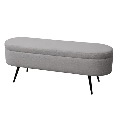 SVITA Sitzbank IVY mit Stauraum - Sitzbank in elegantem Grau mit Teddybouclé-Oberfläche, ideal für jeden Raum. Bietet praktischen Stauraum und ist perfekt für eine stilvolle und funktionale Einrichtung.