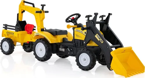 COSTWAY Trettraktor mit Anhänger & Grabschaufel