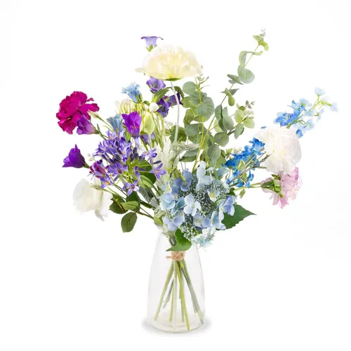 Kunstblumenstrauß AVIL - Frühlingsdeko in Lila-Blau und Weiß, 60 cm - Dekorative Kunstblumen für ein frisches Wohnambiente. Ideal für die Innenraumgestaltung mit langlebiger Farbtreue und attraktiver Optik.