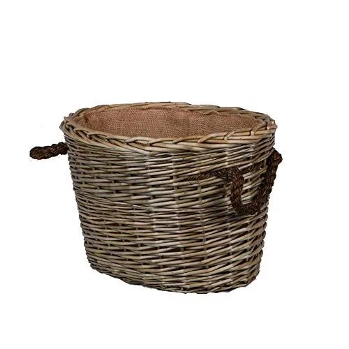 UNUS Körbe oval geflochten aus Weide mit Seilgriffen (Klein)