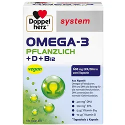 Doppelherz system Omega-3 Pflanzlich 120 St - rezeptfreie Kapseln für gesunde Herzfunktion, unterstützt durch hochwertige pflanzliche Inhaltsstoffe