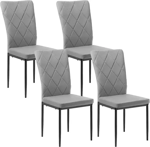 Woltu Esszimmerstuhl Set (4 St), Dunkelgrau Samtstuhl mit hoher Rückenlehne - Moderne Stühle für Esszimmer oder Küche, gepolstert und bequem, ideal für jeden Bodenbelag, Set mit 4 Stühlen, max. Belastbarkeit 120 kg.