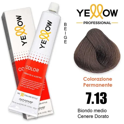 Haartönung 7.13 Alfaparf Yellow Permanente Blond Beige Natürlich 100Ml
