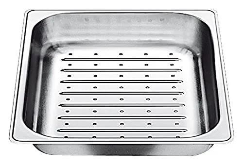 BLANCO Funktionsschale aus Edelstahl, gelocht 426 x 346 mm - Servierschale aus hochwertigem Edelstahl, ideal für stilvolles Servieren und praktische Nutzung. Leicht und langlebig mit einem Gewicht von nur 2,46 kg.