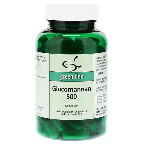 Glucomannan 500 - 120 Kapseln - Nahrungsergänzungsmittel für effektive Unterstützung beim Abnehmen, vegan und ohne Gentechnik, ideal zur Einnahme vor den Mahlzeiten.